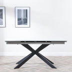 Welton White Ceramic Extending Dining Table with Black Star Base - 160cm - 240cm