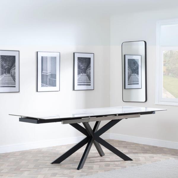 Welton White Ceramic Extending Dining Table with Black Star Base - 160cm - 240cm