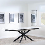 Welton White Ceramic Extending Dining Table with Black Star Base - 160cm - 240cm