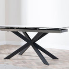Welton White Ceramic Extending Dining Table with Black Star Base - 160cm - 240cm