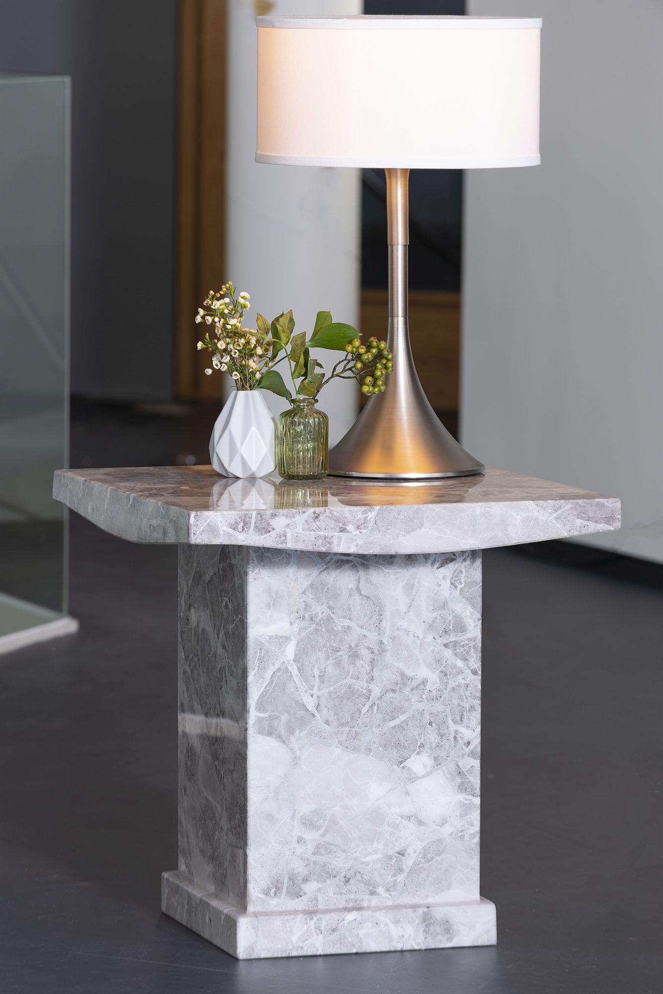 Anza Square Grey Marble Lamp Table