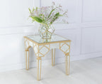 Cairo Mirrored Gold Trim Side Table