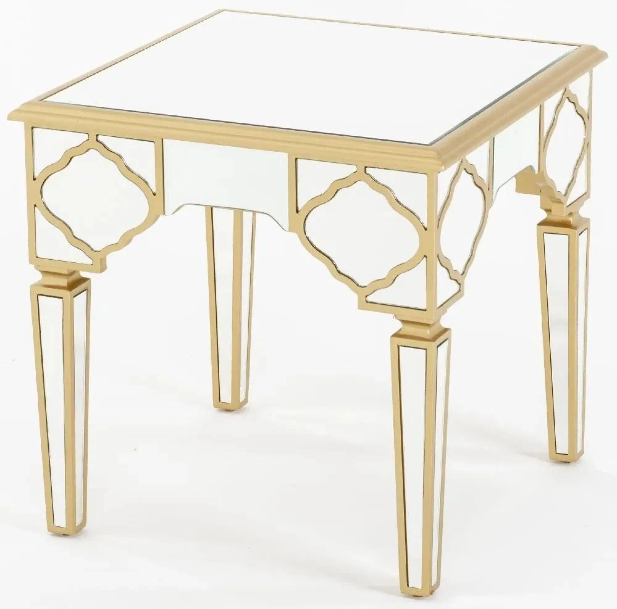 Cairo Mirrored Gold Trim Side Table