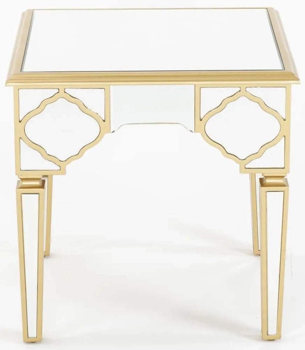 Cairo Mirrored Gold Trim Side Table