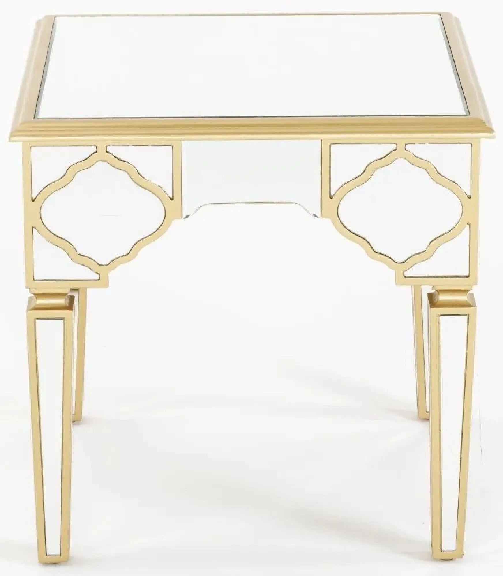 Cairo Mirrored Gold Trim Side Table