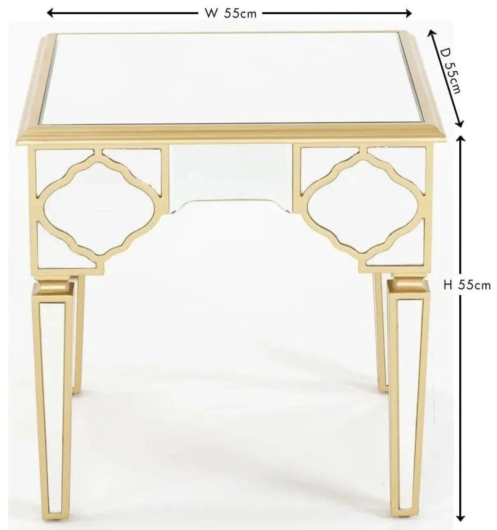 Cairo Mirrored Gold Trim Side Table