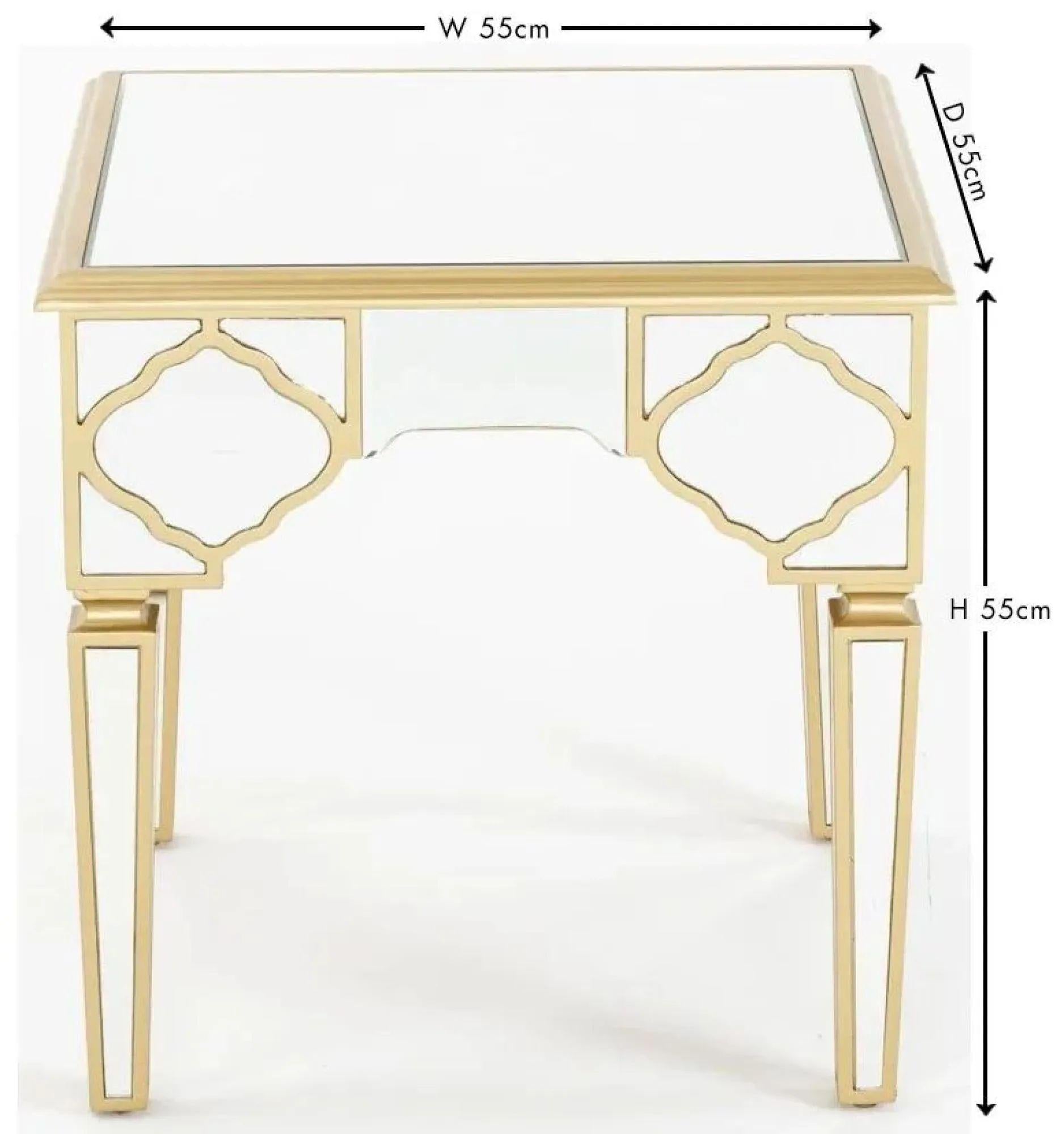 Cairo Mirrored Gold Trim Side Table