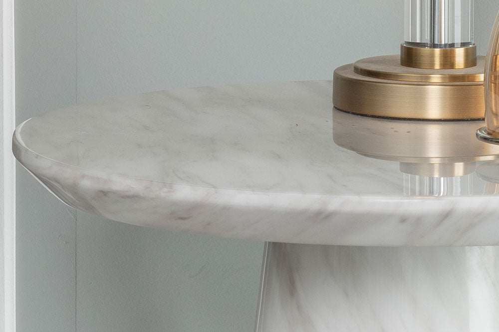 Cannes White Marble Round Side Table