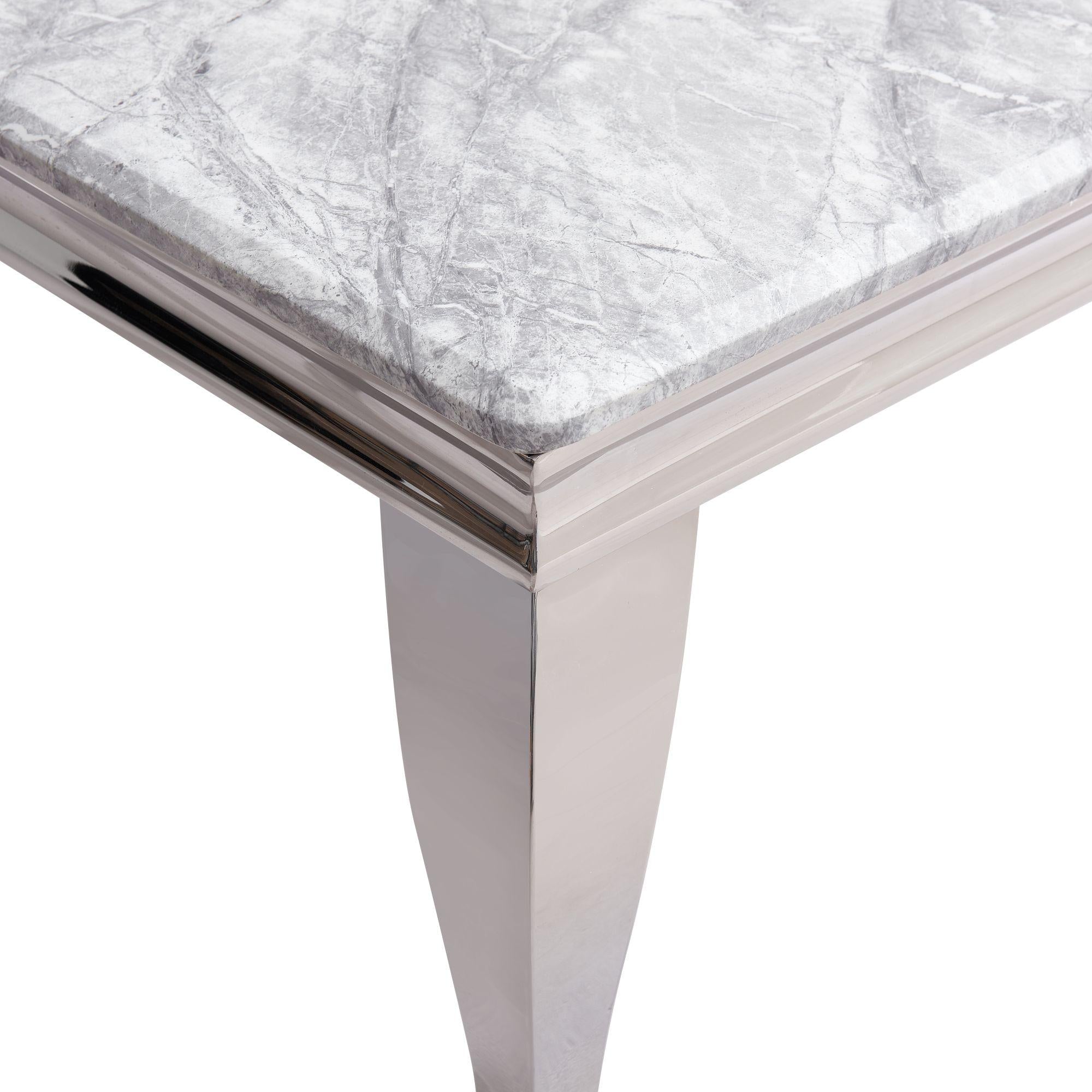 Merida Grey Marble and Chrome Square Side Table