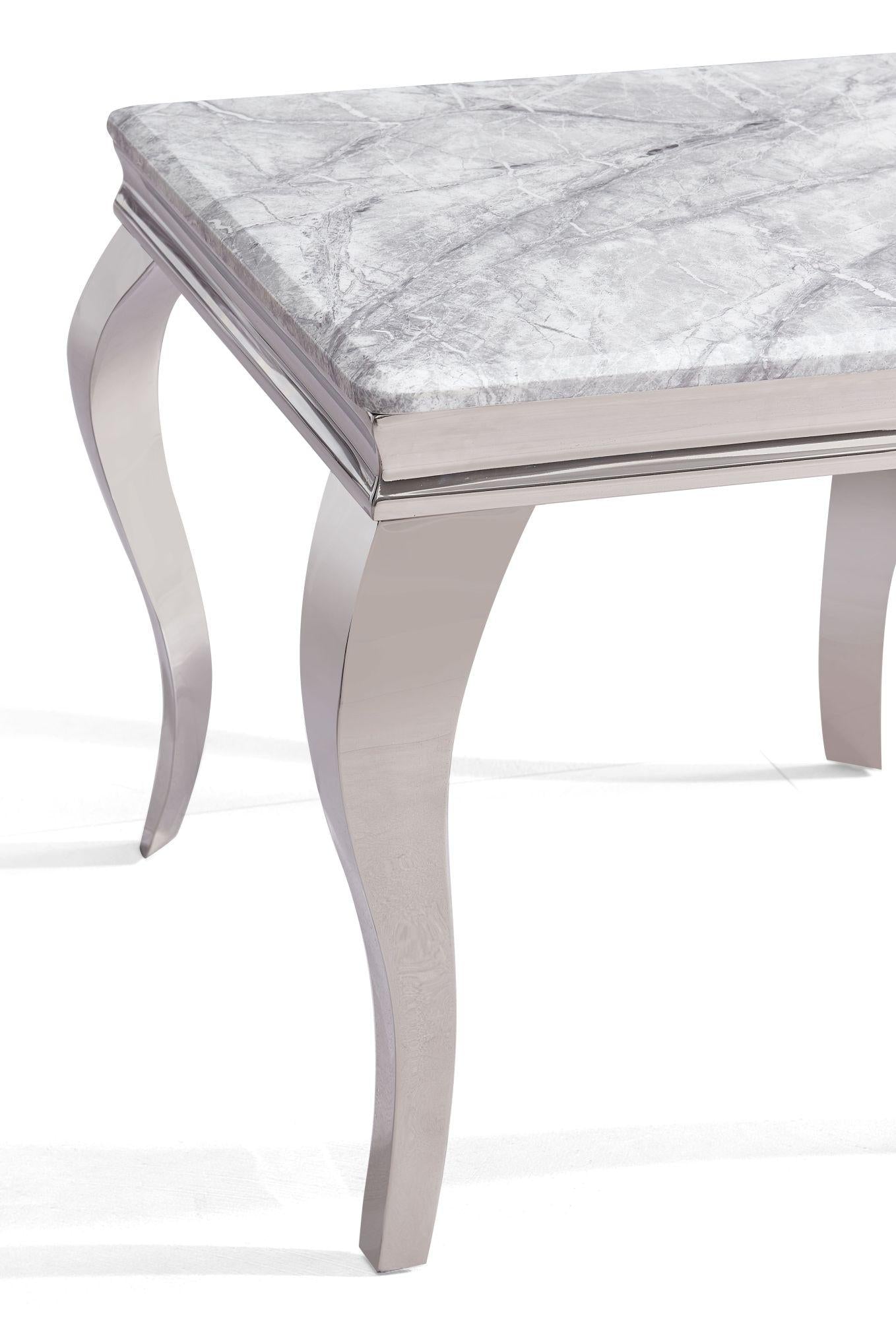 Merida Grey Marble and Chrome Square Side Table
