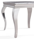 Merida Grey Marble and Chrome Square Side Table