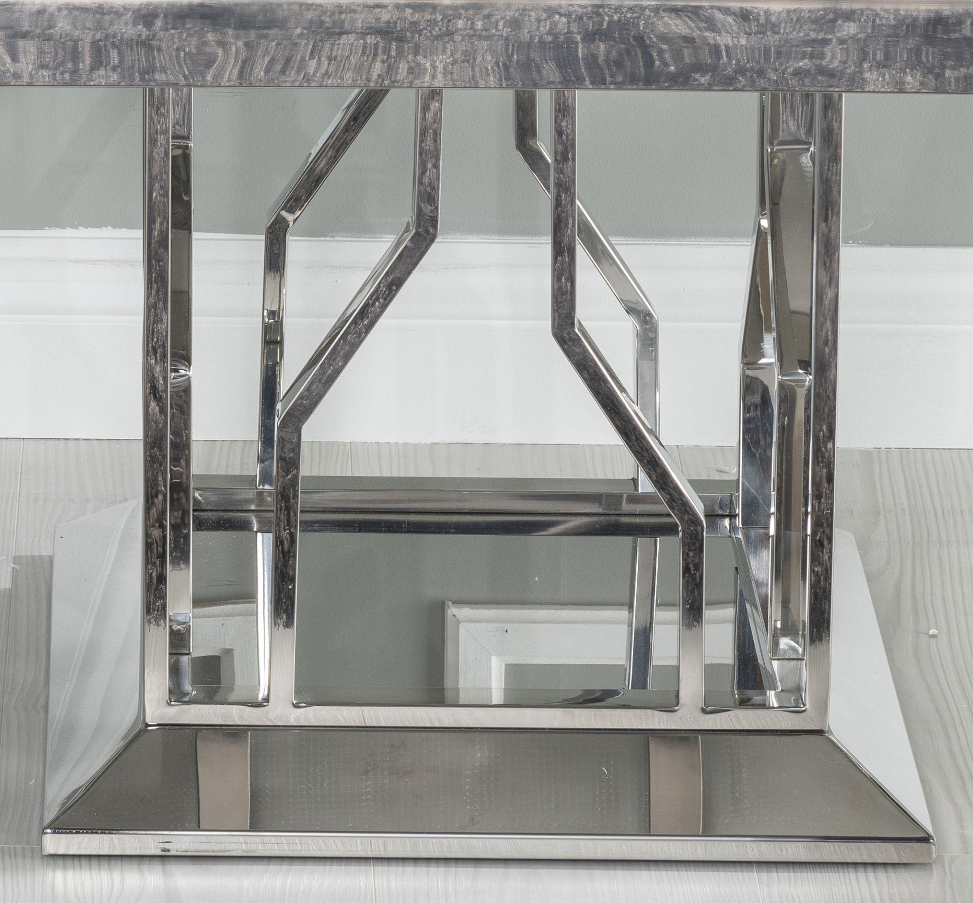 Mercury Grey Marble and Chrome Side Table
