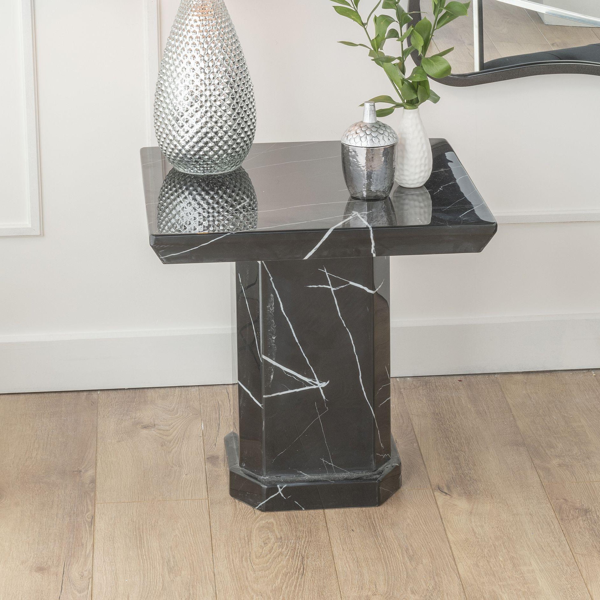 Nebula Black Marble Side Table