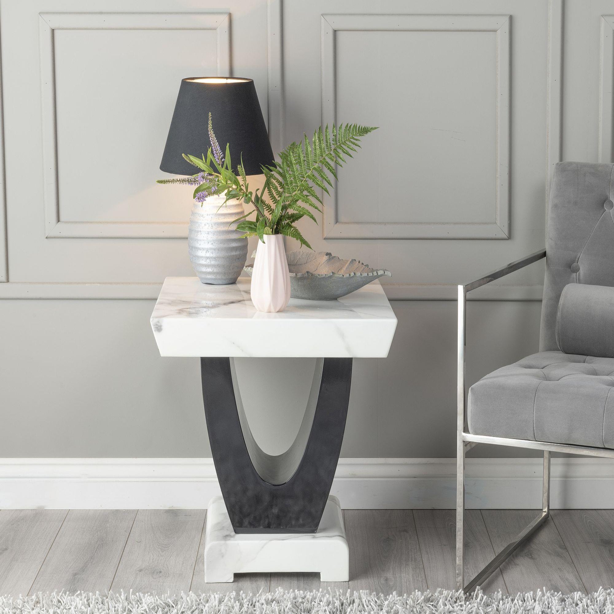 Omega White Marble Side Table