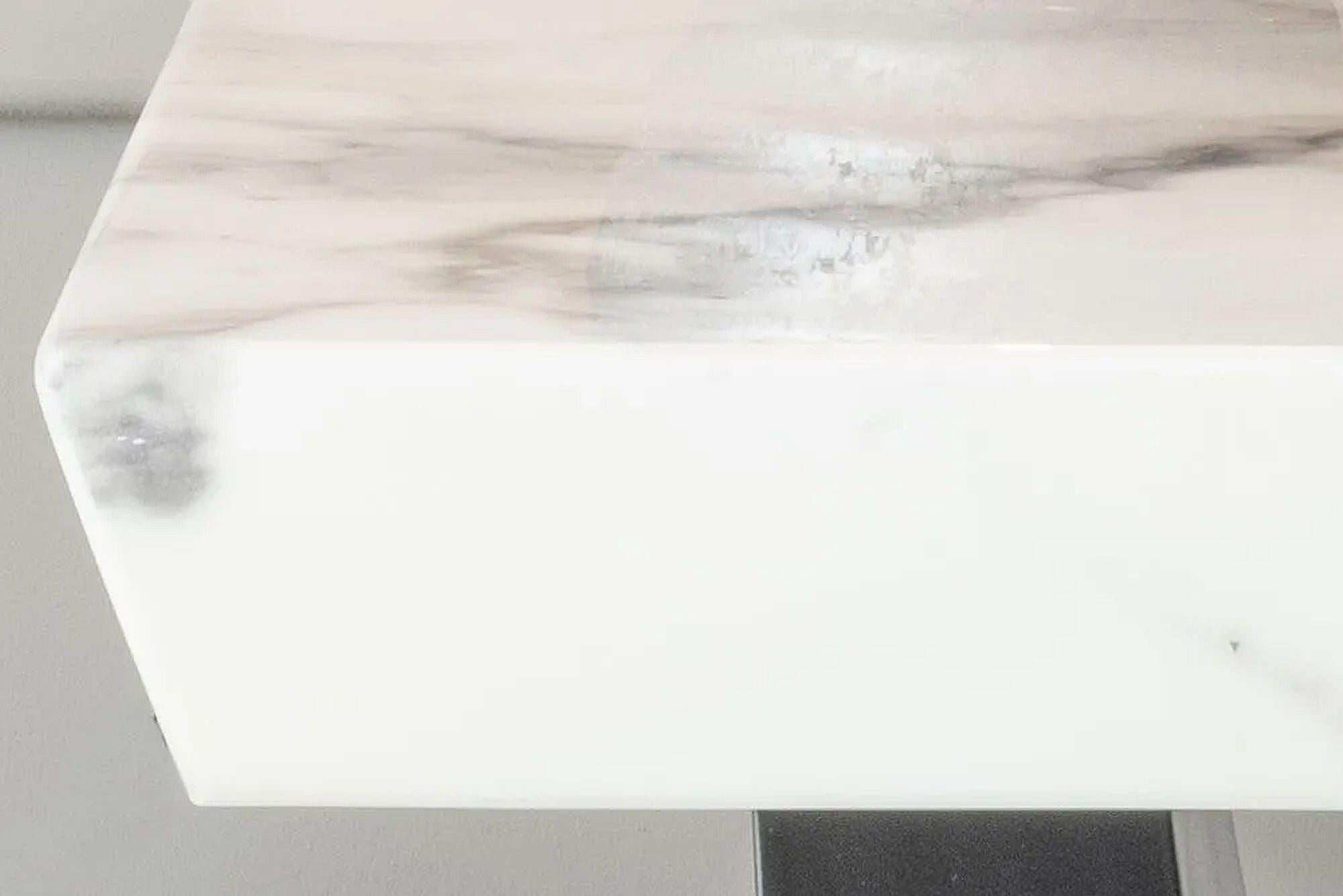 Omega White Marble Side Table