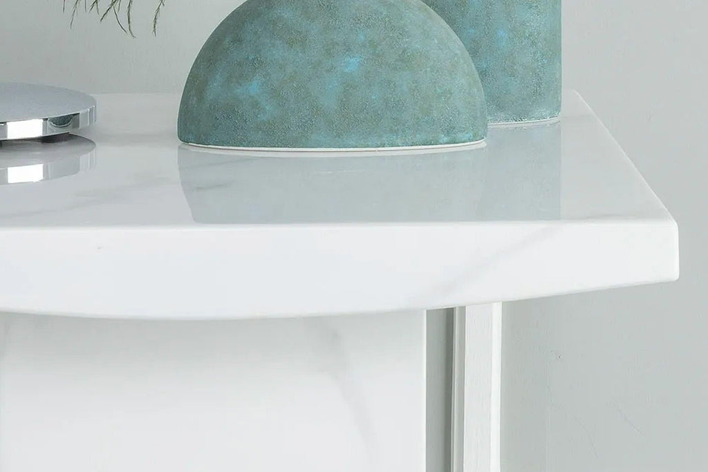 Olympia Square White Marble Lamp Table