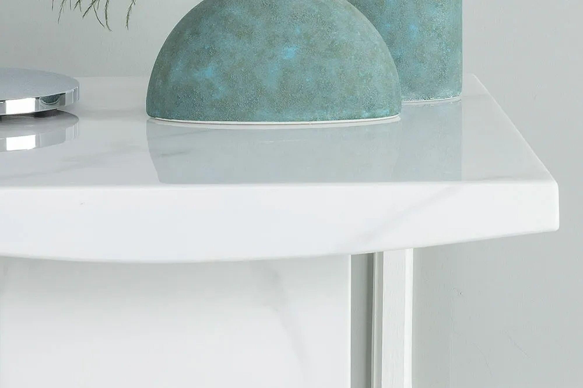 Olympia Square White Marble Lamp Table