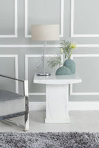 Olympia Square White Marble Lamp Table