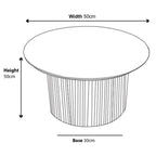 Renzo Black Round End Table with Fluted Ribbed Drum Base