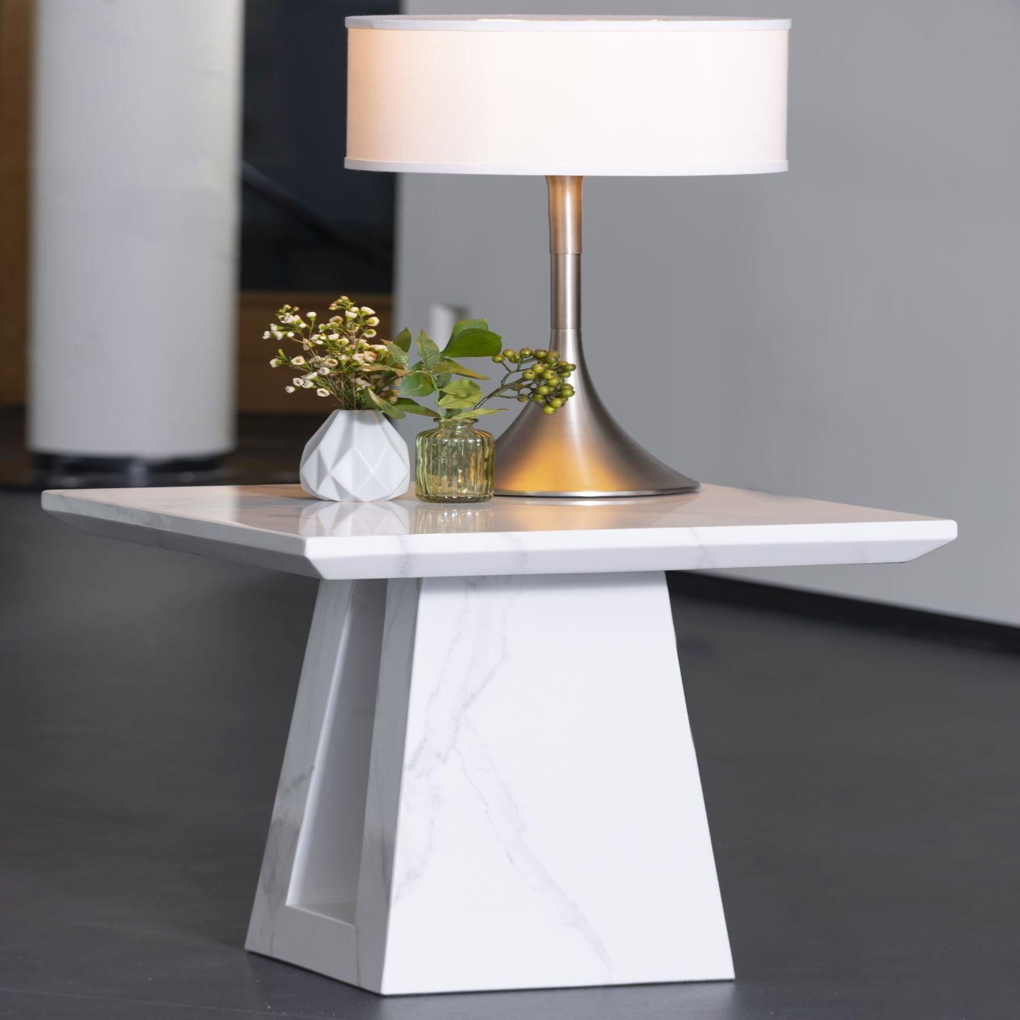 Rio White Marble Side Table
