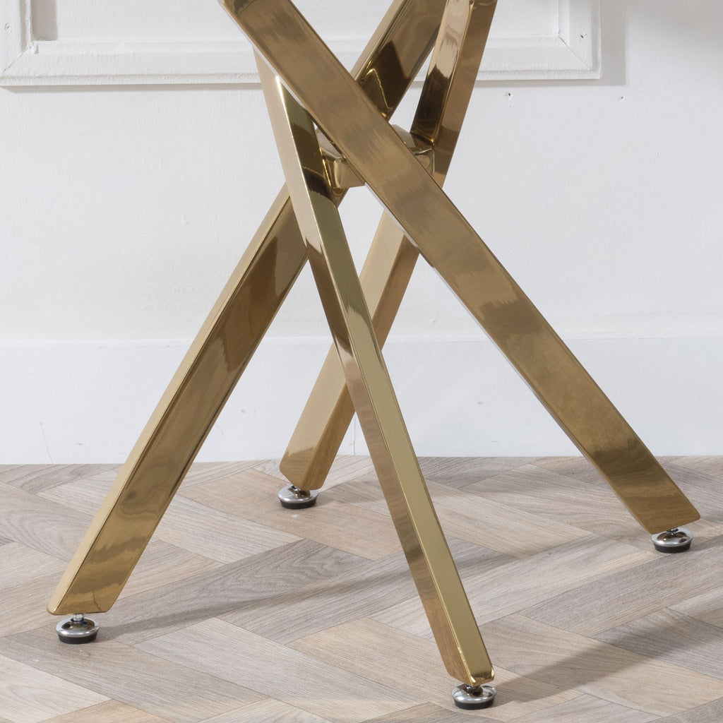 Sutton Clear Glass and Gold Round Side Table - 55cm Tempered Top