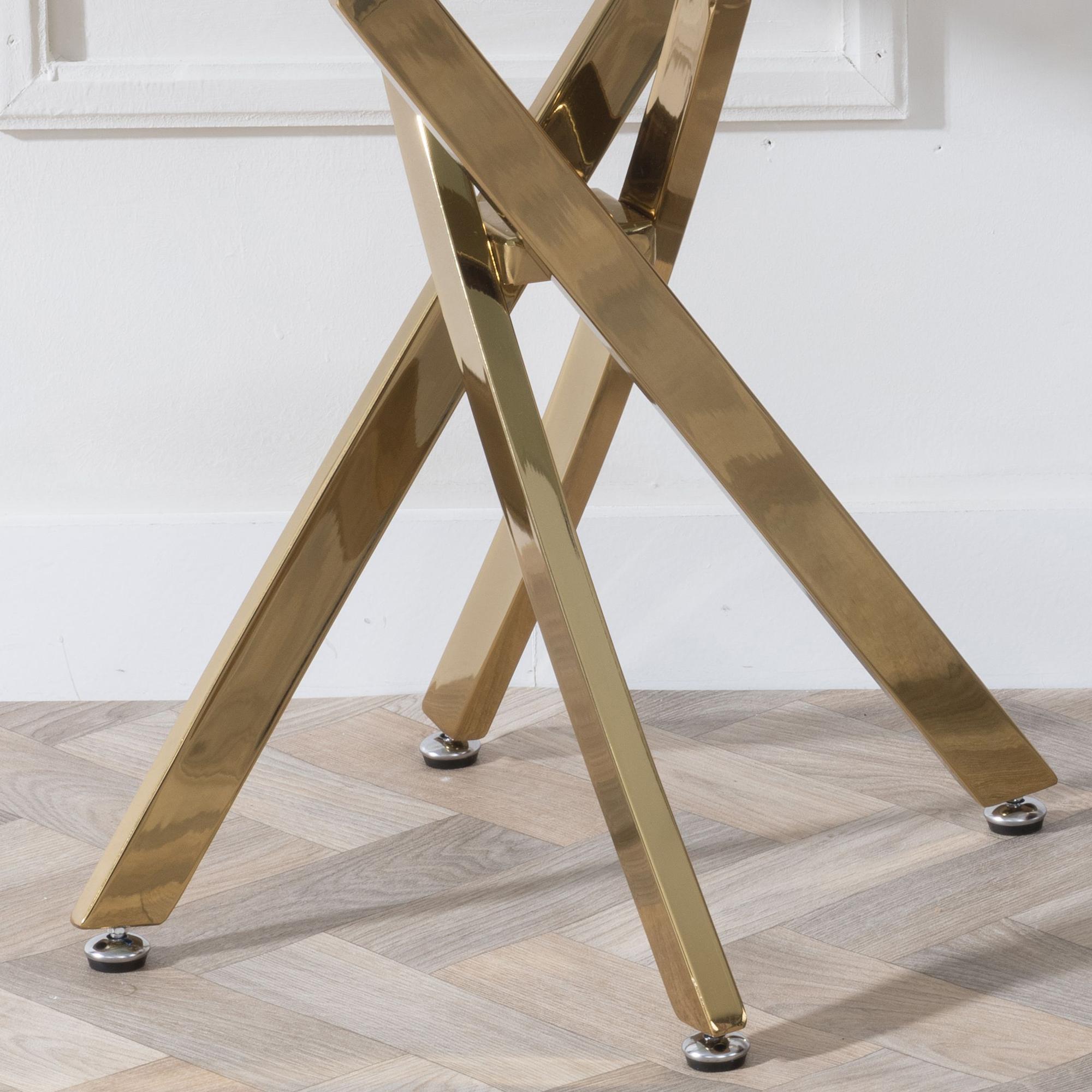 Sutton Clear Glass and Gold Round Side Table - 55cm Tempered Top