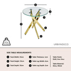 Sutton Clear Glass and Gold Round Side Table - 55cm Tempered Top
