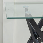 Sutton Clear Glass and Black Square Side Table - 55cm Tempered Top