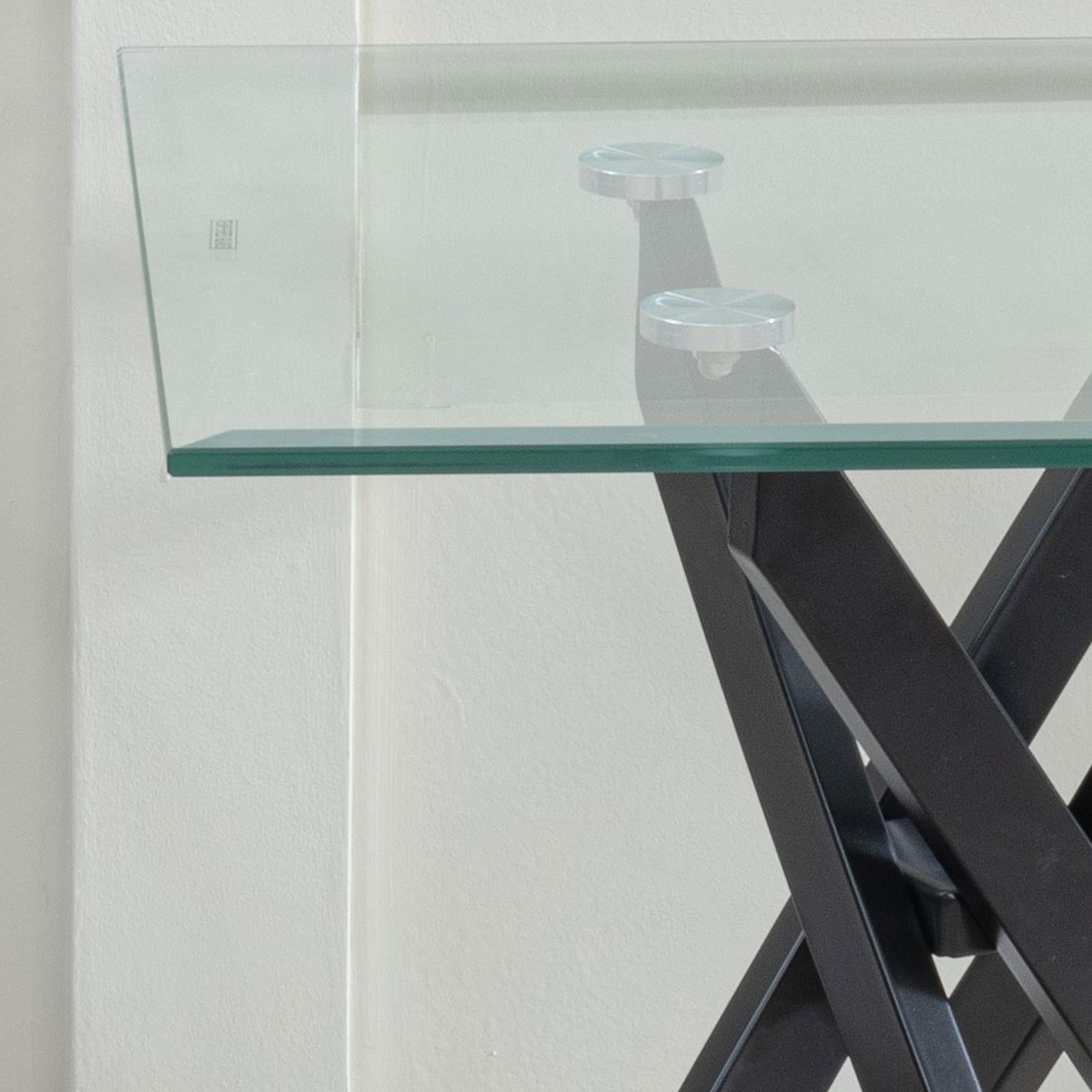 Sutton Clear Glass and Black Square Side Table - 55cm Tempered Top