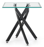 Sutton Clear Glass and Black Square Side Table - 55cm Tempered Top
