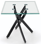 Sutton Clear Glass and Black Square Side Table - 55cm Tempered Top