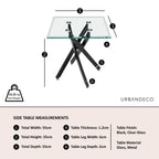 Sutton Clear Glass and Black Square Side Table - 55cm Tempered Top