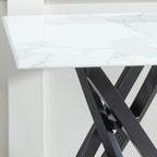 Sutton White and Black Square Side Table - 55cm Glass Top with Marble Effect