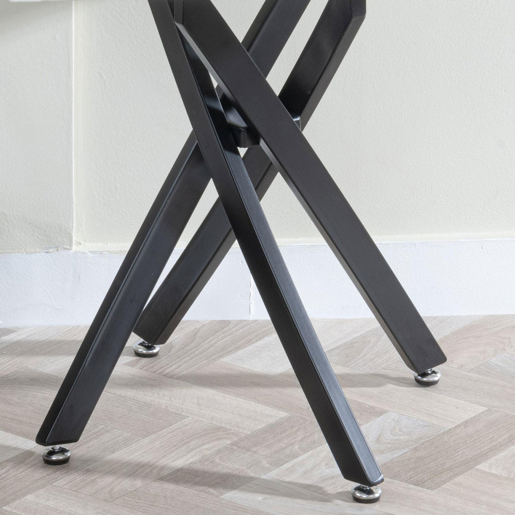 Sutton White and Black Square Side Table - 55cm Glass Top with Marble Effect