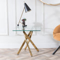 Sutton Clear Glass and Gold Square Side Table - 55cm Tempered Top