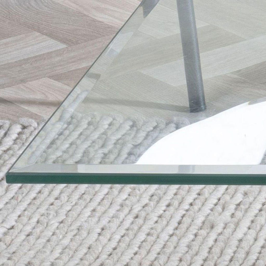 Sutton Clear Glass and Gold Square Side Table - 55cm Tempered Top