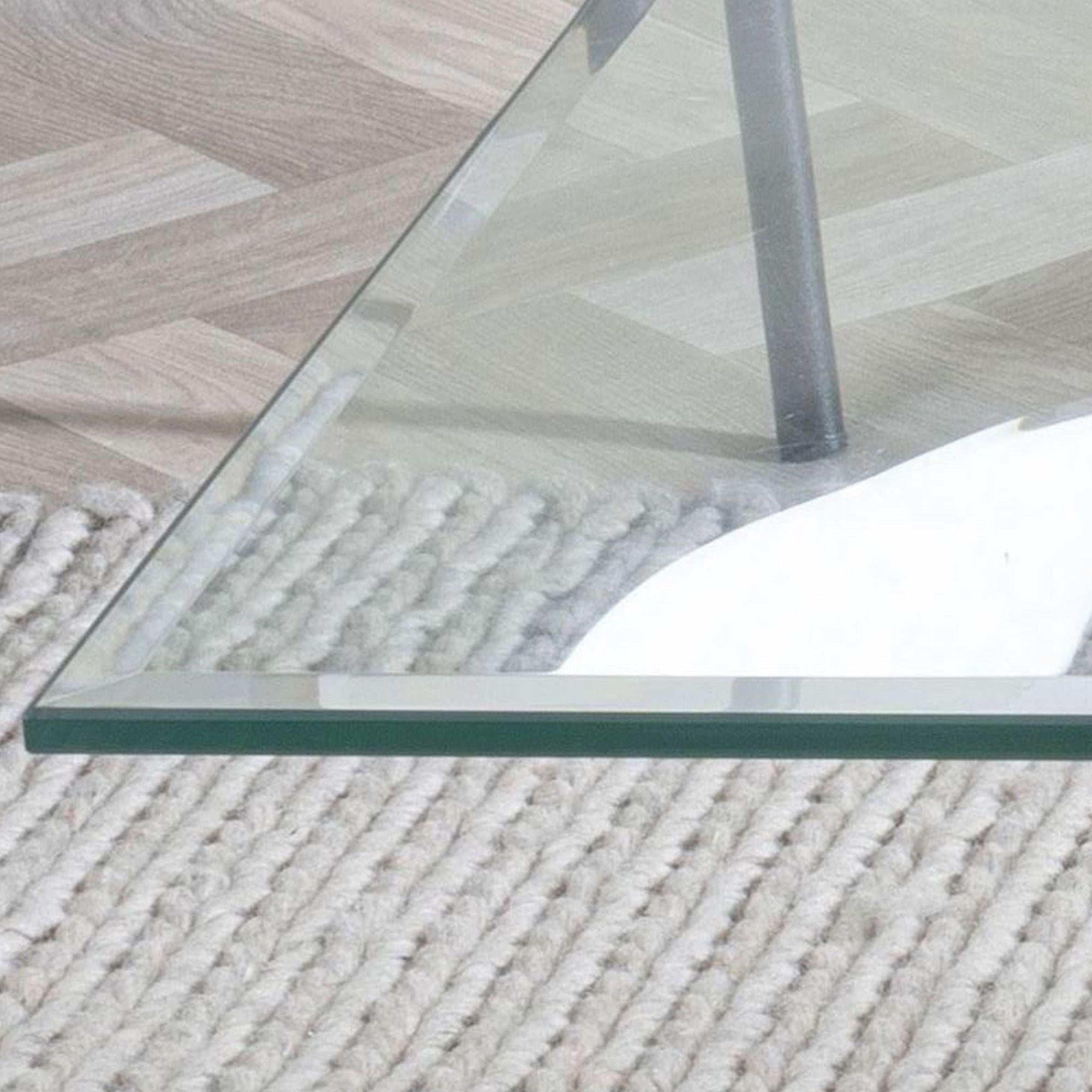 Sutton Clear Glass and Gold Square Side Table - 55cm Tempered Top