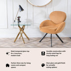 Sutton Clear Glass and Gold Square Side Table - 55cm Tempered Top