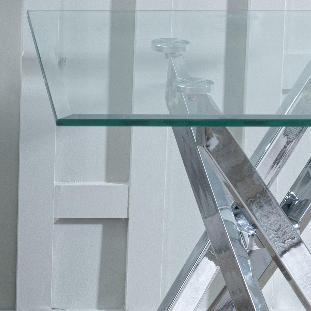 Sutton Clear Glass and Chrome Square Side Table - 55cm Tempered Top