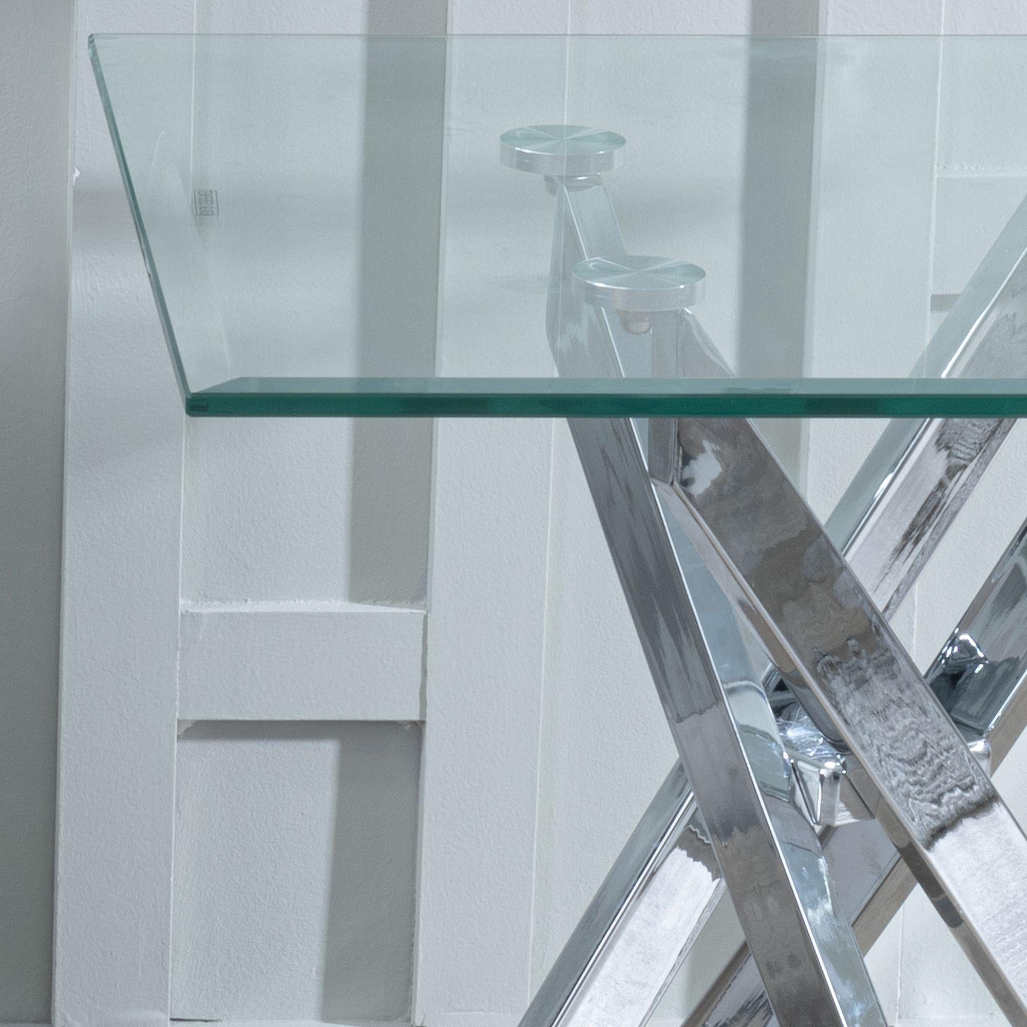 Sutton Clear Glass and Chrome Square Side Table - 55cm Tempered Top