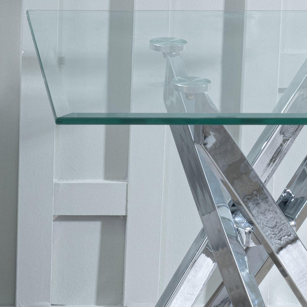 Sutton Clear Glass and Chrome Square Side Table - 55cm Tempered Top