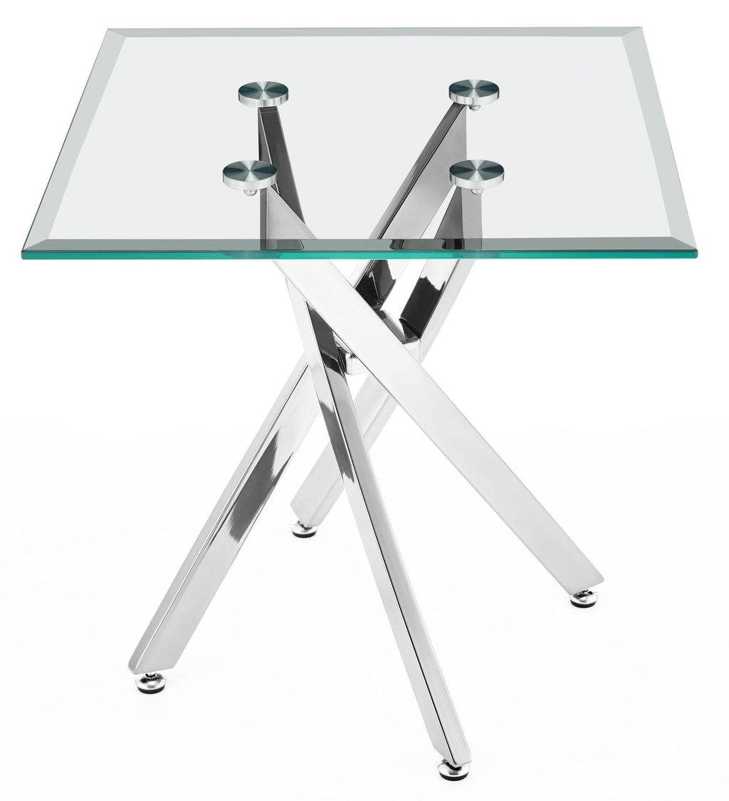 Sutton Clear Glass and Chrome Square Side Table - 55cm Tempered Top