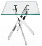 Sutton Clear Glass and Chrome Square Side Table - 55cm Tempered Top