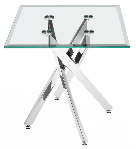Sutton Clear Glass and Chrome Square Side Table - 55cm Tempered Top