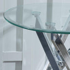 Sutton Clear Glass and Chrome Round Side Table - 55cm Tempered Top