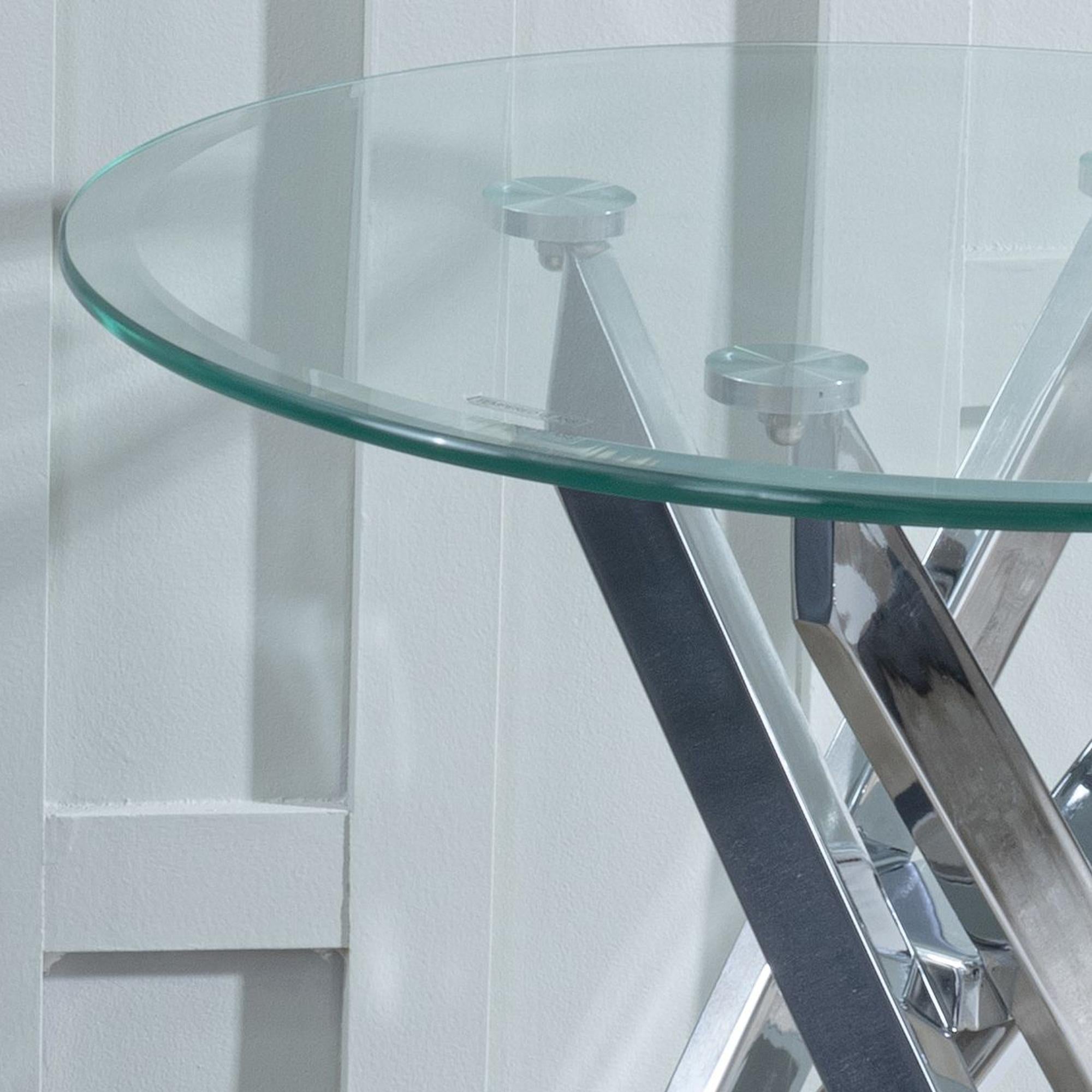 Sutton Clear Glass and Chrome Round Side Table - 55cm Tempered Top