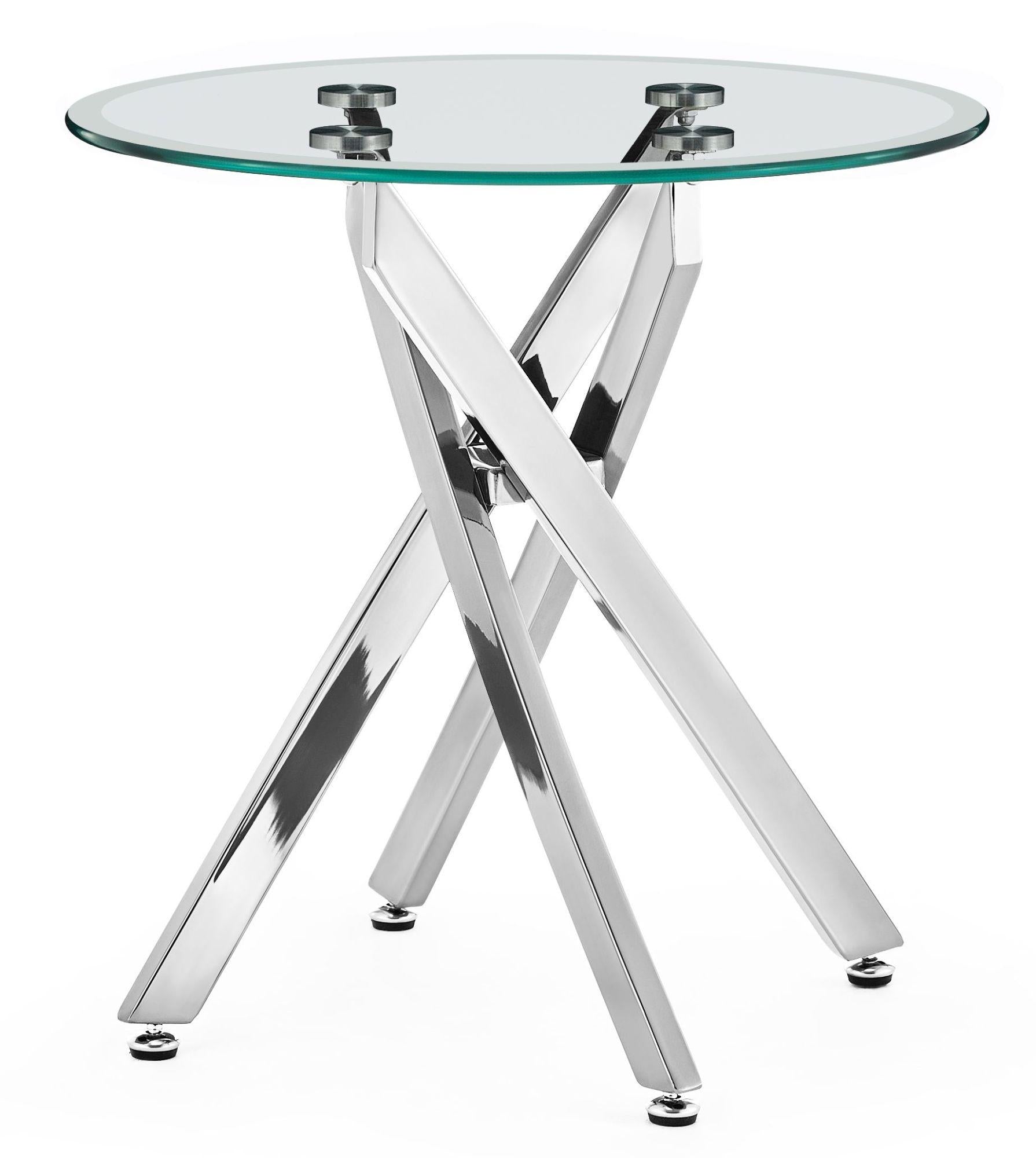 Sutton Clear Glass and Chrome Round Side Table - 55cm Tempered Top