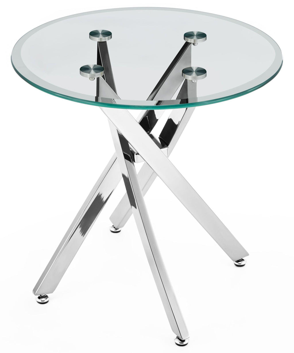 Sutton Clear Glass and Chrome Round Side Table - 55cm Tempered Top
