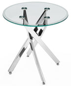 Sutton Clear Glass and Chrome Round Side Table - 55cm Tempered Top