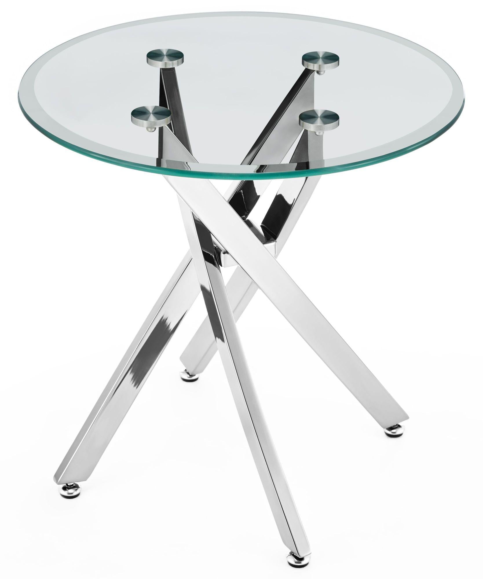 Sutton Clear Glass and Chrome Round Side Table - 55cm Tempered Top